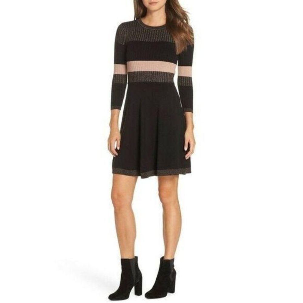 Eliza J Striped Shimmer Sweater Dress Petite XL